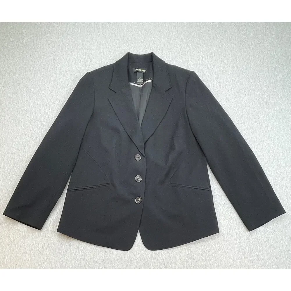 Lane‎ Bryant Blazer Womens 16 Black Stretch Notch Lapel 3-Button Single Breasted